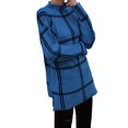 thumbnail image 3 of Checkered Knit Sweater for Women Fall Winter Casual Mock Neck Pullover Striped Sweaters Color Block Tops Royal Blue L, 3 of 9