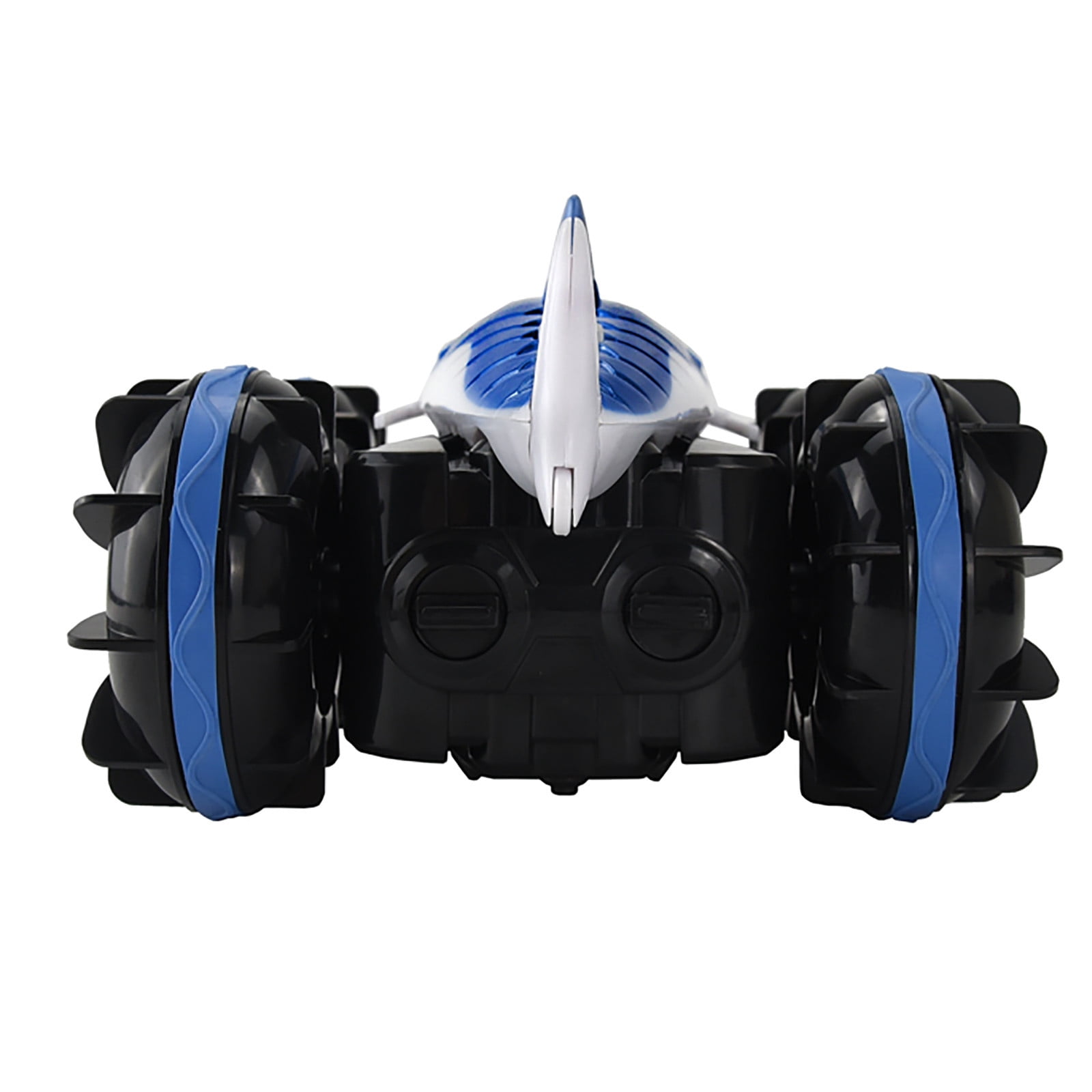 Blue Rc Stunt Car That Runs On Both Terrain And Water With Rechargeable Battery And Rubber Tires