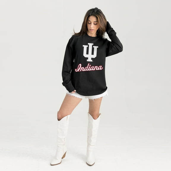Women's Gameday Couture Black Indiana Hoosiers Oversized Honor Roll Long Sleeve T-Shirt