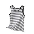 thumbnail image 2 of UPPADA Summer Sleeveless Tops for Womens Striped Tank Tops Trendy Crewneck Loose Fit Tees Casual Comfy Basic Blouses Black,XXL, 2 of 8