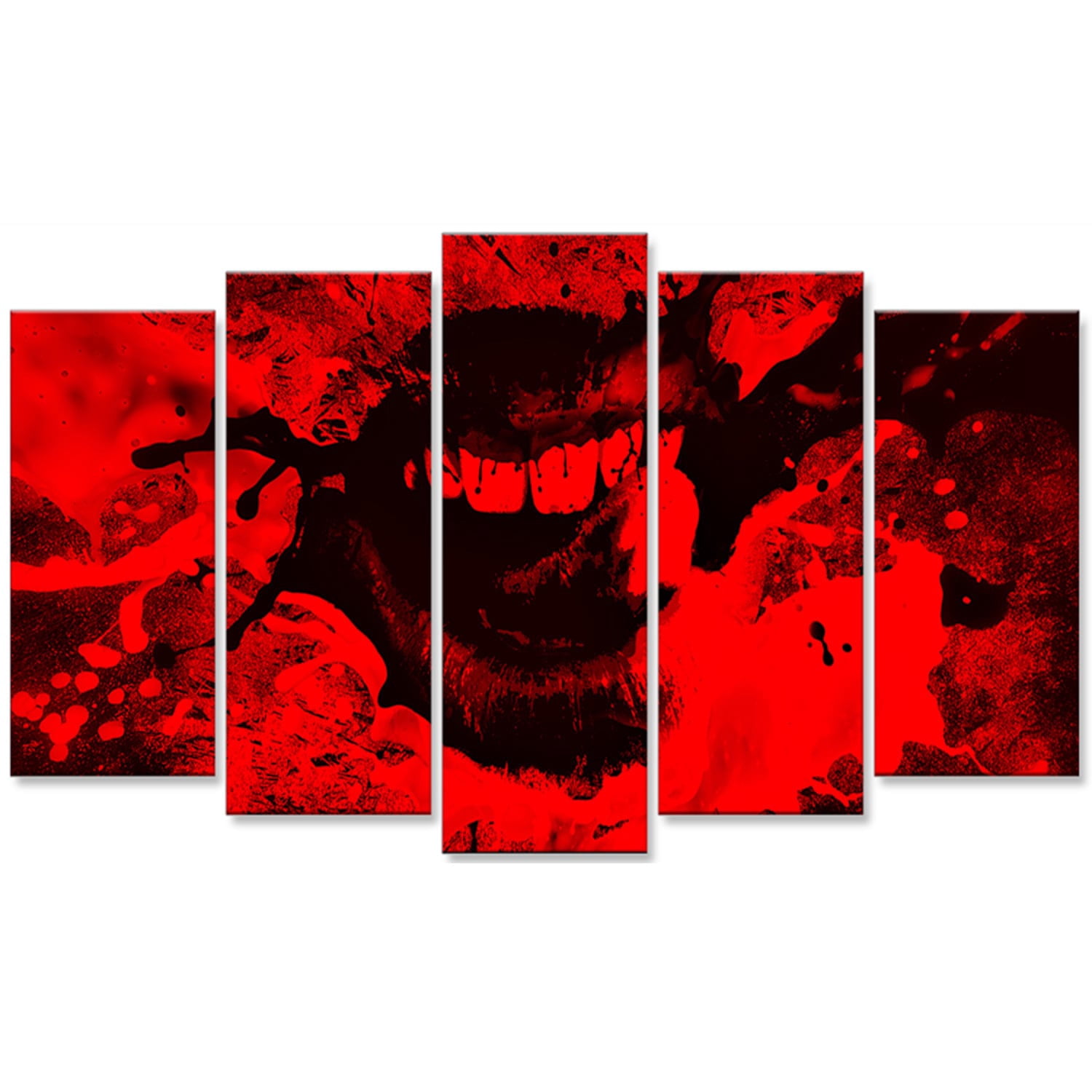 Design Art Speak Out Red Lips Digital Artwork on Canvas, 4 Panels, 60" x 32"