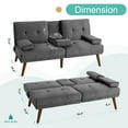 thumbnail image 2 of Walsunny 60' Convertible Loveseat Couch Small Folding Sofa Bed Removable Armrest, Modern Futon Recliner Sleeper with 2 Cup Holder Dark Gray, 2 of 7