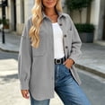 thumbnail image 5 of Vixolx Solid Shacket for Women Classic Buttoned Front Shirt Collar Wool Blend Jacket with Patch Pockets Fall Winter Loose Fit Long Sleeve Outerwear, 5 of 7