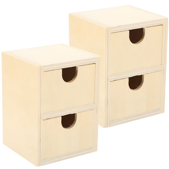 LAMIRO Unpainted Wooden Small Drawers with 2 Drawers - DIY Storage Box