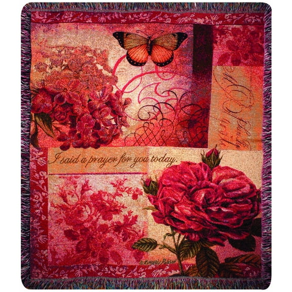 Manual Inspirational Collection 50 x 60-Inch Tapestry Throw with Verse, Spring Blooms