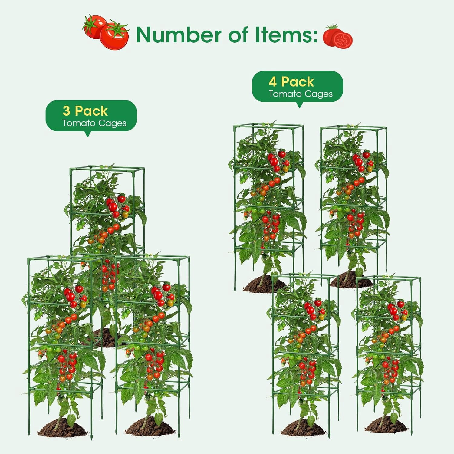 Tomato Cages,3 Packs Square Tomato Cage for Garden Plant Support,41 * 15 * 15in Heavy Duty Steel Plant Tower Stakes Trellis for Climbing Vegetables Flowers Fruits