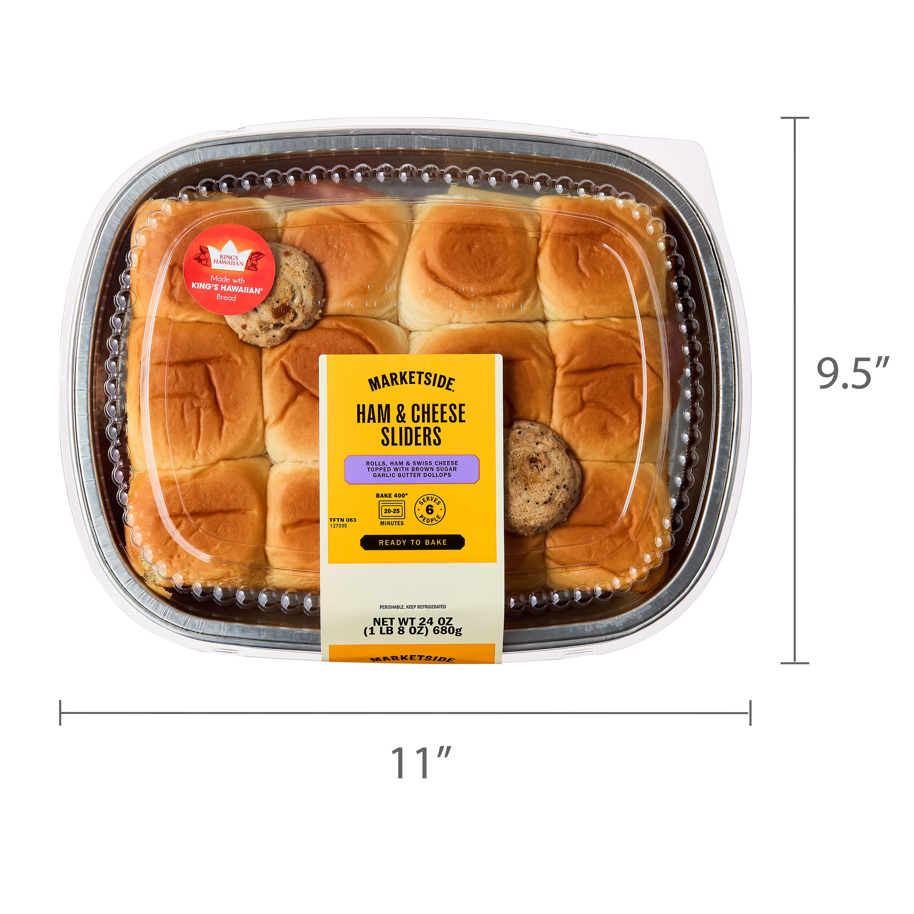 Marketside Ready to Bake Ham & Cheese Sliders, 24 oz, 12 Count (Refrigerated)