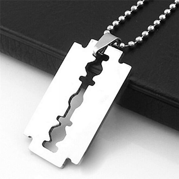 Favorite Stainless Steel Razor Blade Pendant Fashion Ball Chain Necklace S AL