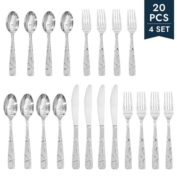 20 Pcs Stainless Steel Silverware Set, Modern Flatware Set for Kitchen, Service for 4