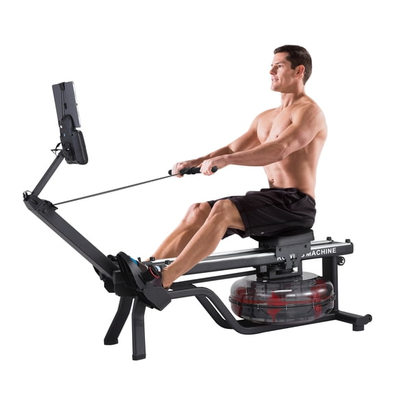 MROOBEST Water Rowing Machines for Home Rower Machine with Digital Monitor Lbs Capacity Wide black