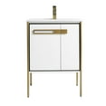 thumbnail image 3 of Fine Fixtures  Oakville Bathroom Vanity  with White Ceramic Sink White Matte - Satin Brass Hardware 24 Inch, 3 of 7