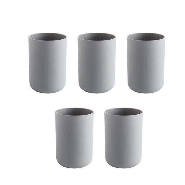 EeaseMX Taza de cepillo de dientes de baño de 5 piezas Copa de diente de color sólido Parejas Copas de cepillado de dientes simples para baño Gris