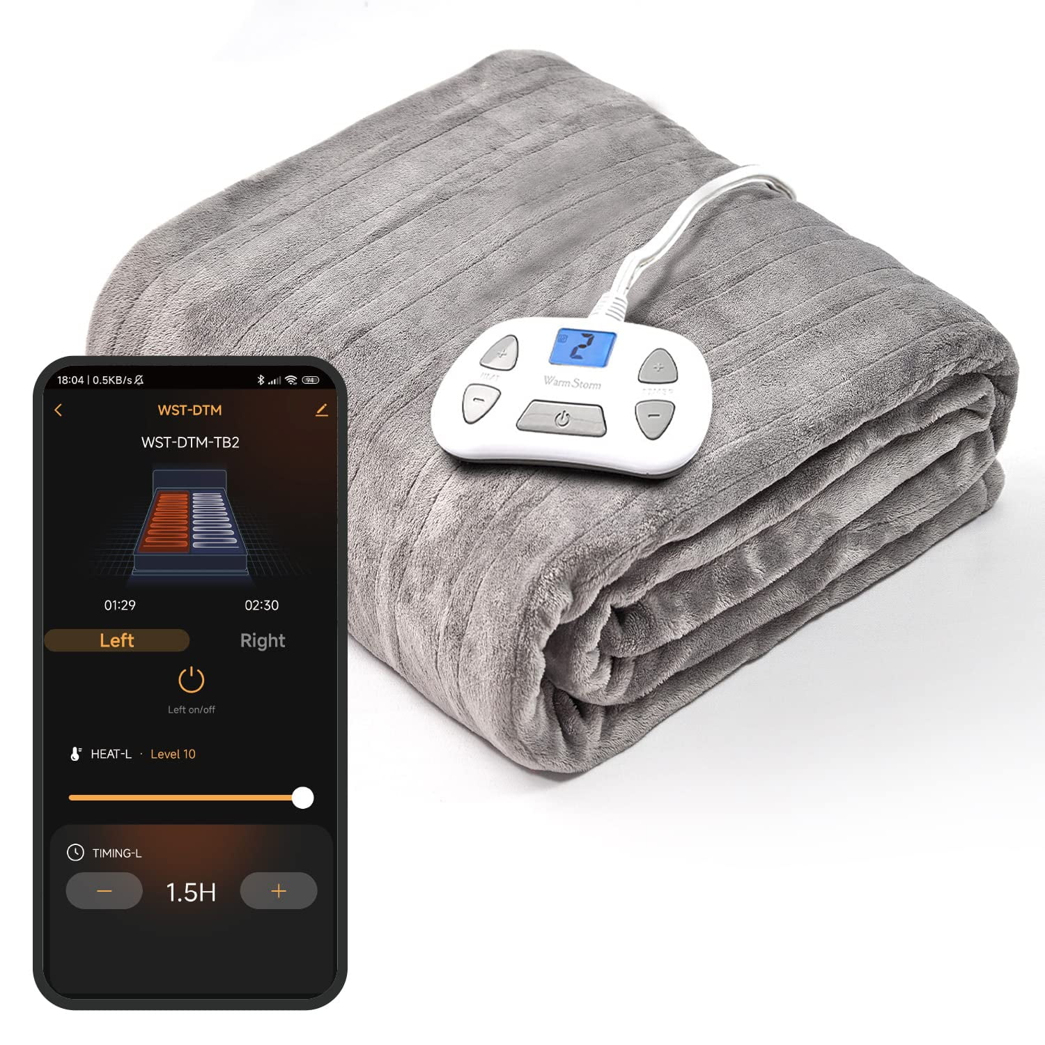 Warm Storm WiFi Electric Heated Blanket Queen Size 84x90,App Remote