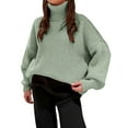 thumbnail image 2 of Women'S Thick Sweater, Warm and Loose, Basic Knitted Pullover for the Office Grass Green S, 2 of 5