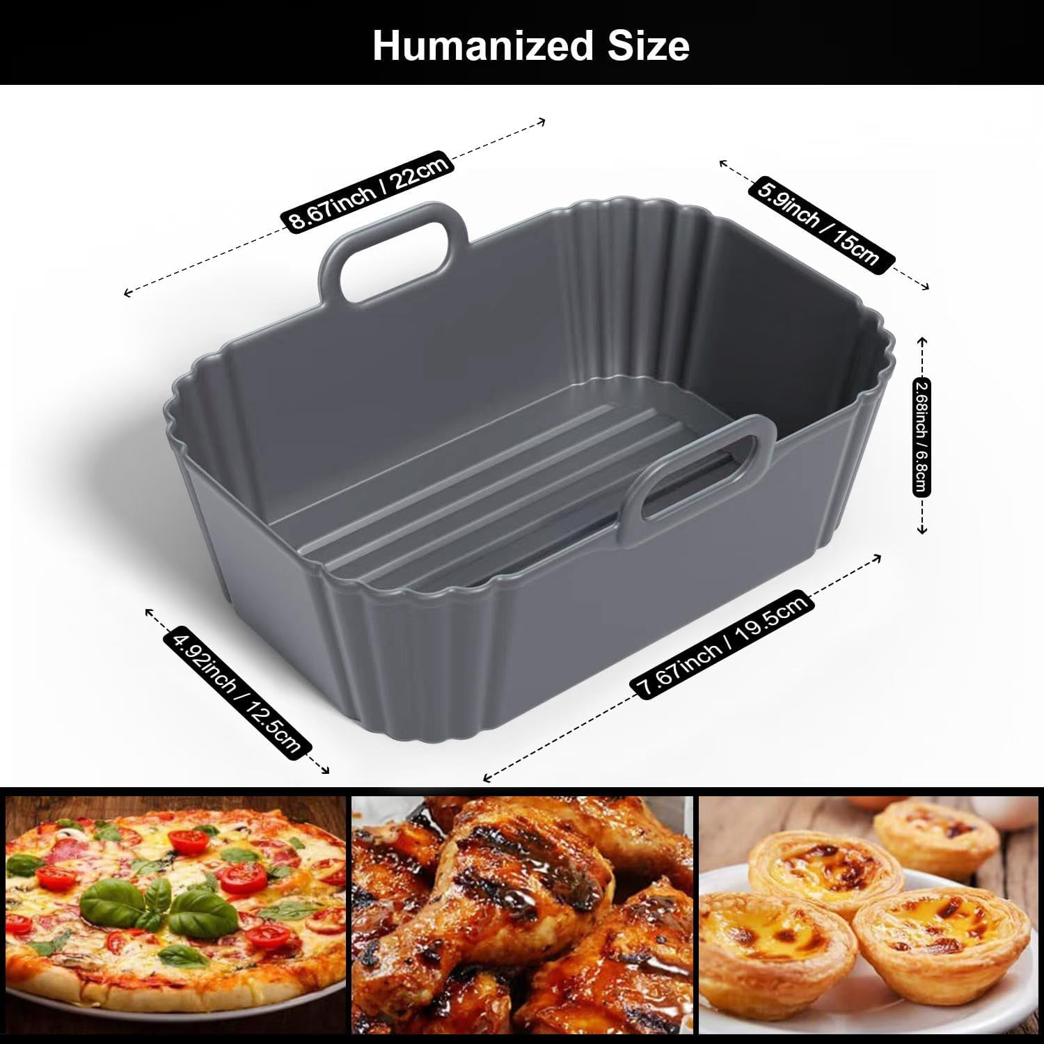 JJEAN-Silicone Air Fryer Liners 2 Pack, Reusable Compatible for Ninja Foodi DZ201, DZ401, DZ550, COSORI, Chefman, Instant, and 6-in-1 8-10QT Baskets