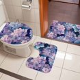 thumbnail image 5 of Vintage Pink Purple Flower Bathroom Rugs Set Hydrangea Leaf Gradient Watercolor Non Slip Absorbent Soft Bath Mats 3 Piece Set with Bathroom Rug, U-Shaped Floor Mat, Toilet Seat Cover Small Size, 5 of 9
