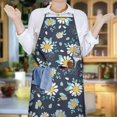 thumbnail image 6 of Daisy Flower Pattern Apron-Garden Aprons for Women with Pockets-Cotton Linen Waterproof Kitchen Cooking Gardening Aprons Adjustable for Kitchen,Cooking,BBQ and Salon 33x27 Inch, 6 of 7
