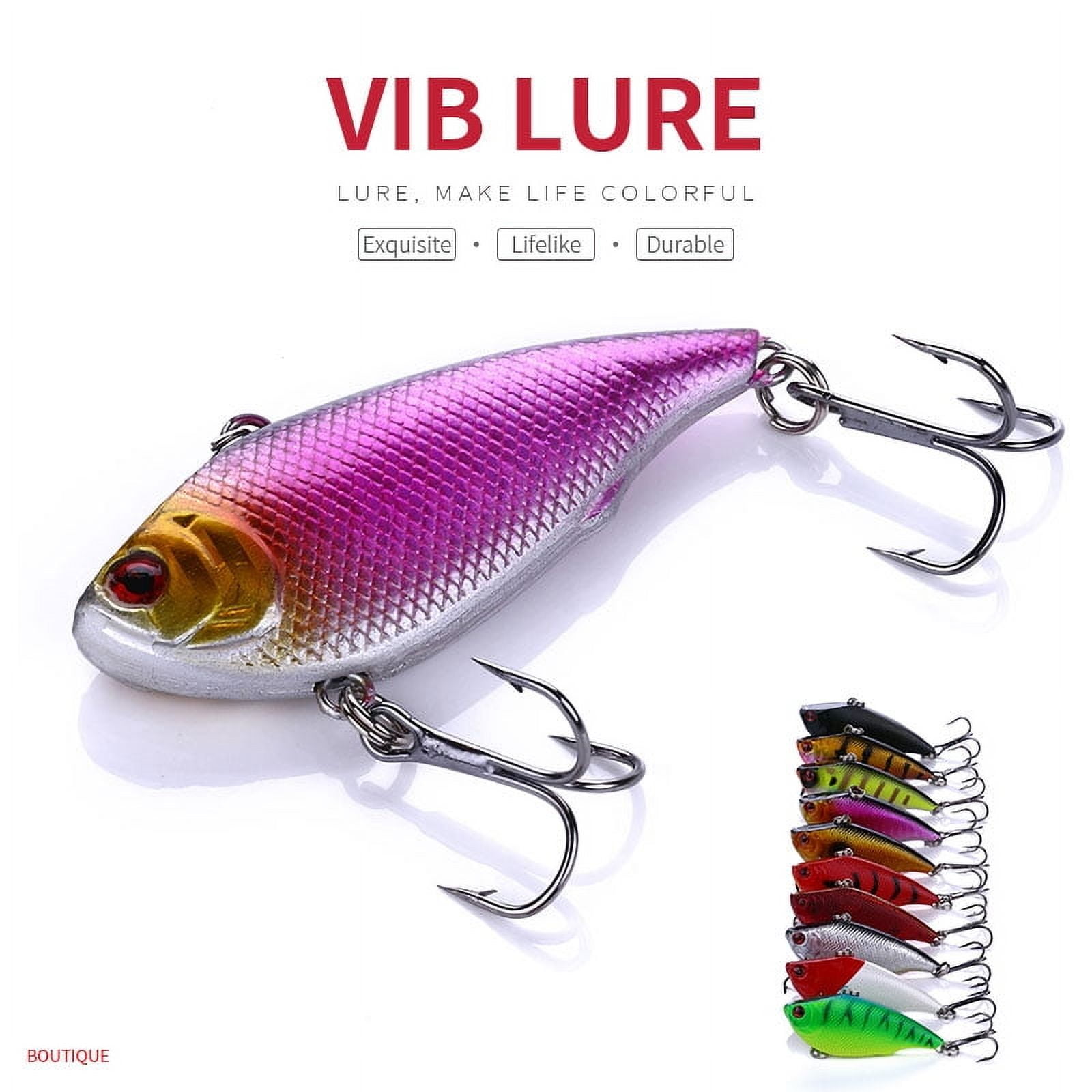 HENGJIA Fishing Lures, 10 Pack Lipless Crankbaits for Bass, Minnow VIB Hard Baits Sinking Slowly 4.92ft Fishing Lure for Saltwater Freshwater Bass, Redfish, Trout, Walleye
