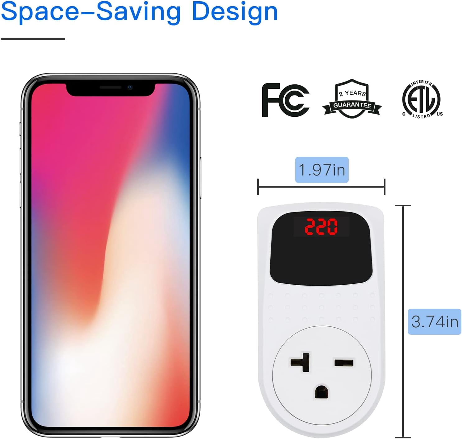 BSEED Surge Protector, Power Surge Protector Outlet, Voltage Regulator, Heavy Duty Whole House Wall Surge Protector for Home, Office, Travel, LED Indicator Light, Single Outlet, 220V, 15A, 1 Pack
