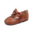 thumbnail image 5 of Girls' Solid Color Bow Flat Shoes, Soft Sole Ballet Style Mary Janes, Ideal for School, Parties, and Everyday Casual Wear Brown 15-18 Months, 5 of 7