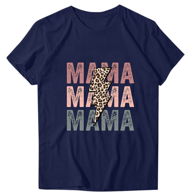 Camiseta de Cuello Redondo Impresa Del Día de la Madre para las Mujeres, Camiseta Casual de Manga Corta para la Primavera Y el Verano