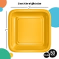 thumbnail image 2 of Exquisite Yellow Square Paper Plates, 7", 50 Count, Heavy Duty 350 GSM, Disposable Party Plates, 2 of 6