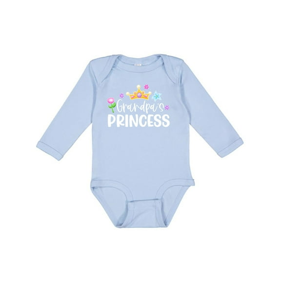 Inktastic Grandpa's Princess Crown and Flowers Girls Long Sleeve Baby Bodysuit