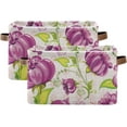 thumbnail image 2 of GZHJMY Collapsible Storage Basket Purple Flowers and Love Rectangular Storage Bins Baskets Toys Storage Bins with Handles for Bedroom Home Office 2PCS, 2 of 7
