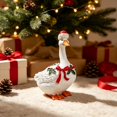 thumbnail image 6 of Christmas Duck Statue, Cute Tabletop Decor with Holly Wreath, 8'' Large Vintage Cottagecore Christmas Figurines, 6 of 6