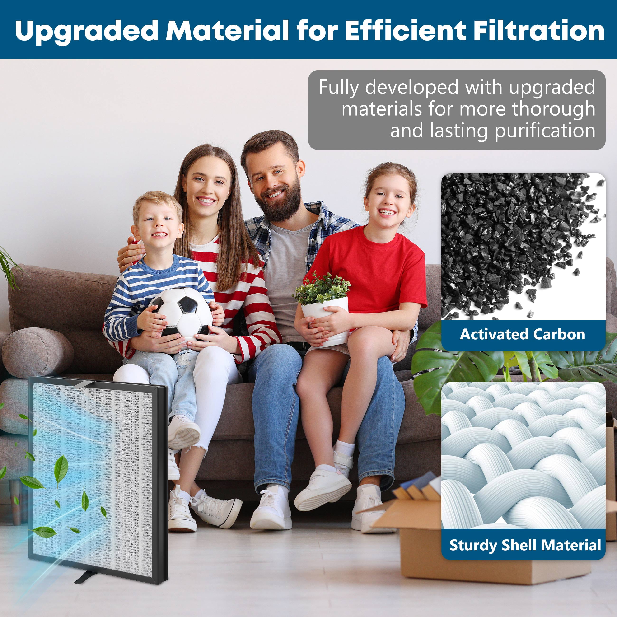 AMIPARTS ZQA-8000A H14 Air Purifiers Filter for Home, True HEPA Filter Replacement Compatible with ZQA8000A Air Purifier