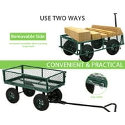 CL.HPAHKL Metal Garden Wagon Cart, Heavy Duty 400 Lbs Capacity Outdoor Garden Cart Beach Wagon with Wheels and Rotating Handle, Utility Wagon Cart for Beach Lawn Yard
