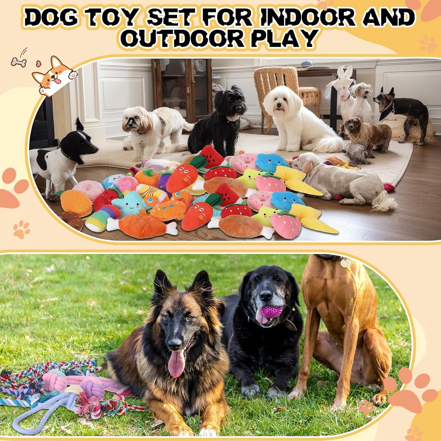 60 Pcs Squeaky Dog Toys Bulk Stuffed Plush Chew Toys Puppy Teething Rope Cute Spiky Chew Ball for Small Dog Pet Teething Gift(Lovely Style)