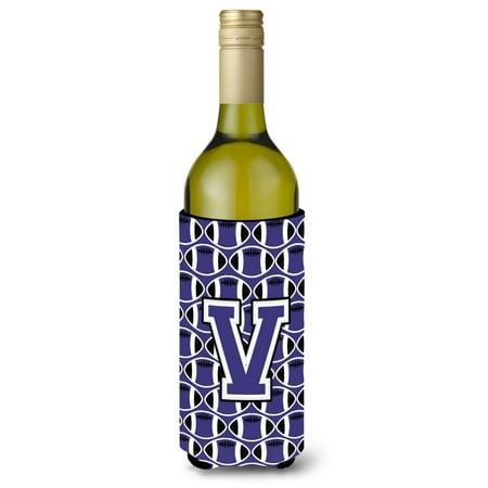 

Carolines Treasures CJ1068-VLITERK Letter V Football Purple and White Wine Bottle Beverage Insulator Hugger Wine