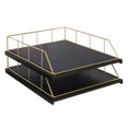 thumbnail image 1 of Kate and Laurel Benbrook Stacked Metal and Wood Letter Trays, Black and Gold, 1 of 6