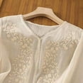 thumbnail image 5 of Embroidered Linen Shirts For Women Gauze Shirts Summer Blouses For Women Peasant Tops For Women Beach Vacation Tshirts Summer Linen Tops Lightweight Linen Blouses For Women Gauze Shirts For Women, 5 of 8