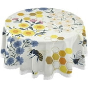 SKYSONIC Flower Round Tablecloth 60 inch Waterproof Tablecloth Stain Resistant and Wrinkle Decorative Patio Table Cloths for Kitchen Dinning Room Party Home Garden Picnic