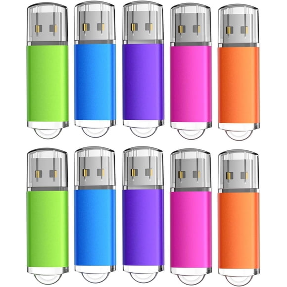 32 GB USB Memory Stick 10 Pack, Flash Drive USB Stick Bulk of 10Pcs 32 GB USB 2.0 Thumb Drives Jump Drive Disk Key for Fold Digital Date Storage Gift for Client, Mix-Colors