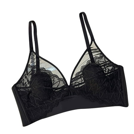 Bigersell T-Shirt Bra in Clearance French Lingerie Rabbit Ear Summer Thin Lace Women s Strapless Gathering Bra T-Shirt Bra Style F-1041 Black S/M