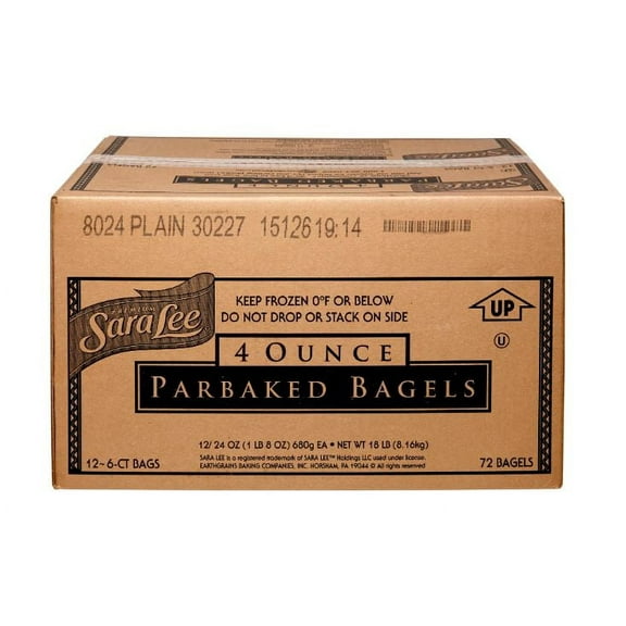 Sara Lee Par Baked Plain Bagel, 4 Ounce 72 per case.