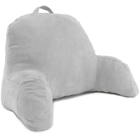 Deluxe Comfort Microsuede Bed Rest Reading and Bed Rest Lounger â Sitting Support Pillow Soft But Firmly Stuffed Fiberfill - Backrest Pillow With Arms,