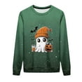 thumbnail image 4 of DOSUKRAI Sweatshirt for Women Halloween 2025 Cute Fall Oversized Crewneck Ghost Graphic Spooky Long Sleeve Funny Pullover Green,XXL, 4 of 9