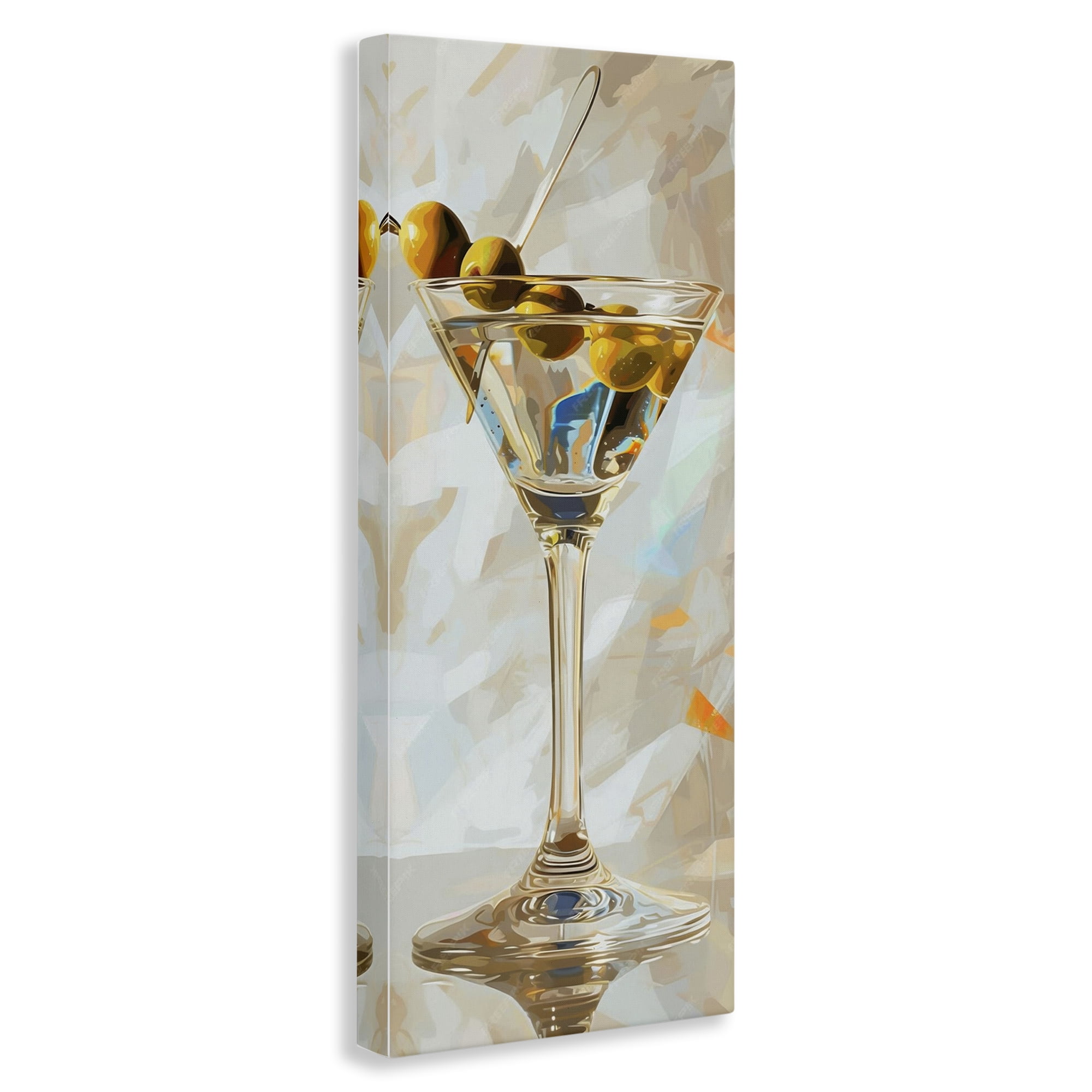 Stupell Industries Neutral Tone Martini Food & Beverage Painting Wrapped Canvas Art Print Wall Art, 10 x 24