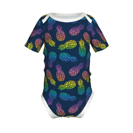

Junzan Retro Bright Pineapple Print Short-Sleeve Baby Climbing Clothes Bodysuits for Infant One-Piece for Baby Boys & Girls Baby Clothes Baby Romper with Snap Closure-9M