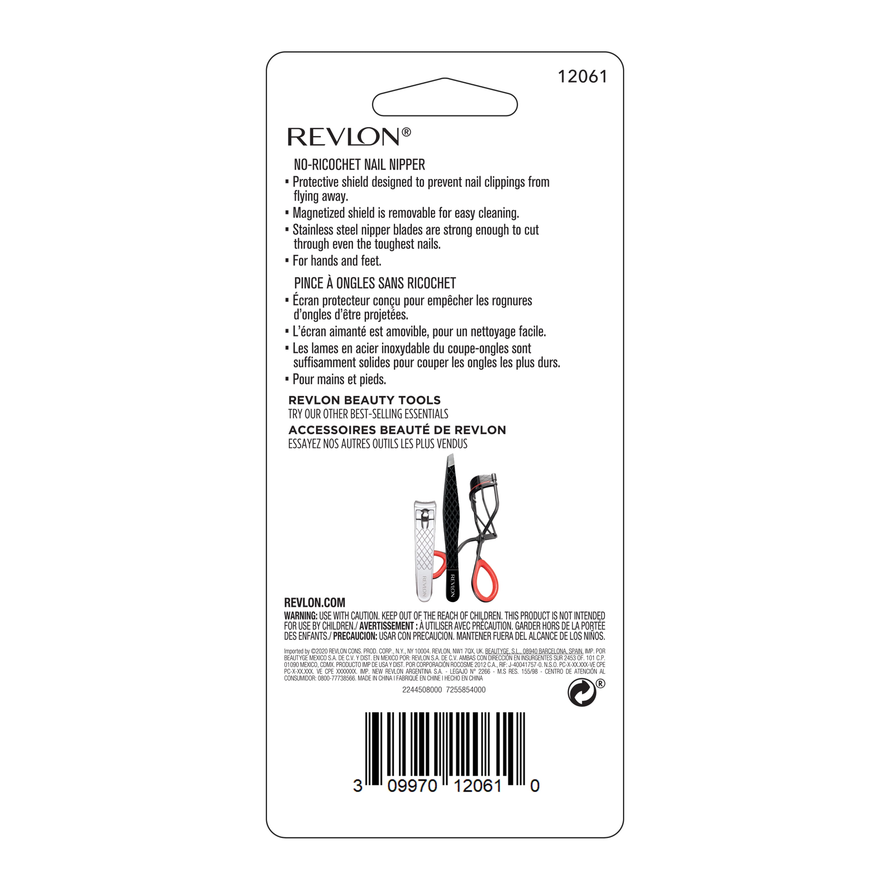 Revlon No-Ricochet Cuticle Nail Nipper and Hangnail Remover, Ultra Sharp Non-Corrosion Stainless Steel Personal Grooming Tool with Strong Blades