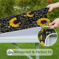 thumbnail image 6 of Black Sunflower Word Pattern Square Fitted Tablecloth with Elastic Edge,Square Table Cover,Washable Elastic Table Cover for Home Kitchen Party Decor 36"x36", 6 of 6