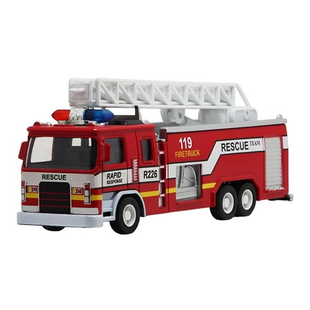 BESTSKY Fire Truck Toy for Toddlers Kids Toys for Boy and Girl Firetruck with Music & Light Realistic Ladder Water Tank 1:32 Scale Vehicle Toy for Birthday Gift (1pcs)