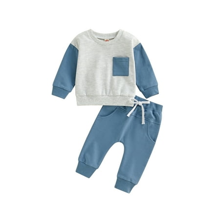 

AMILIEe Toddler Baby Boy Girl Long Sleeve Cotton Pullover Sweatshirt Tops Long Pants Set