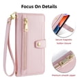 thumbnail image 1 of Jiahe Cover for Samsung Galaxy S21 FE, Multifunctional Wallet Case with Card Holder and Shoulder Strap,PU Leather Magnetic Closure Zipper Pocket Kickstand Wristband Flip Leather Cover, pink, 1 of 7