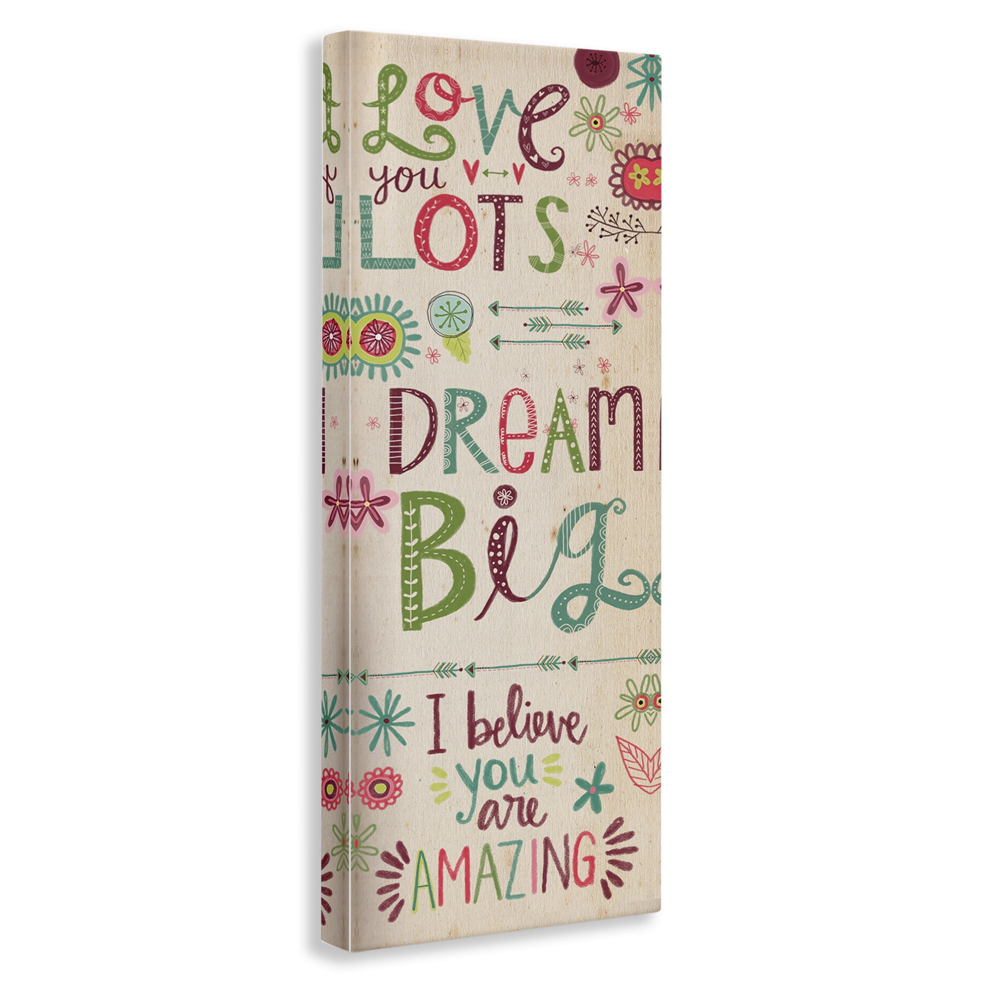 Stupell Industries Encouraging Floral Dream Big Art for Kids Painting Gallery Wrapped Canvas Art Print Wall Art, 17 x 40