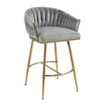 thumbnail image 5 of Bananova Velvet Bar Stools Set of 2, 26 Inch Seat Height Upholstered Luxury Bar Chairs with Low Back, Modern&nbsp; Style Counter Height Bar Stools, Grey, 5 of 5